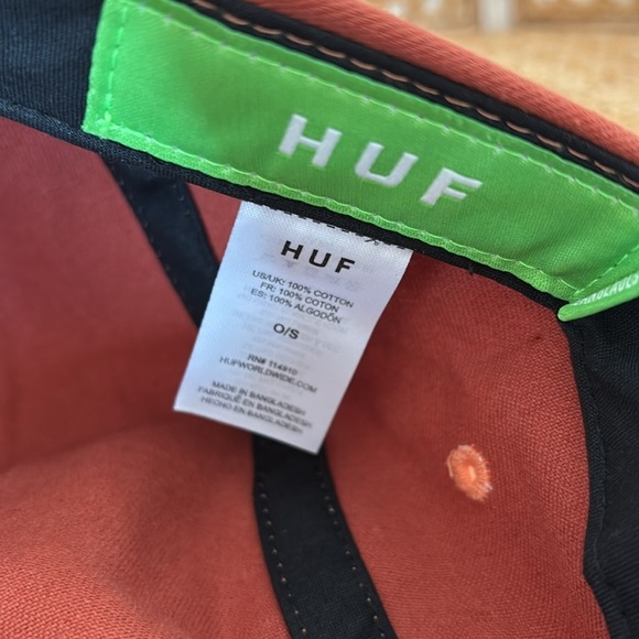 NWT Huf Hat Overdyed Volley Orange 5-Panel With Buckle Adjustable Back OS - Picture 8 of 10